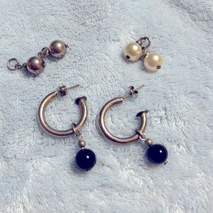 Sterling Silver Loop Earrings with Assorted Dangles